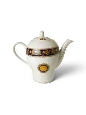 Vintage Casa Elite Italy Teapot Porcelain M Valenti Blue Gold